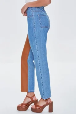 Reworked Faux Leather Jeans