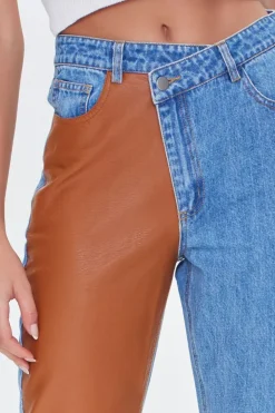 Reworked Faux Leather Jeans