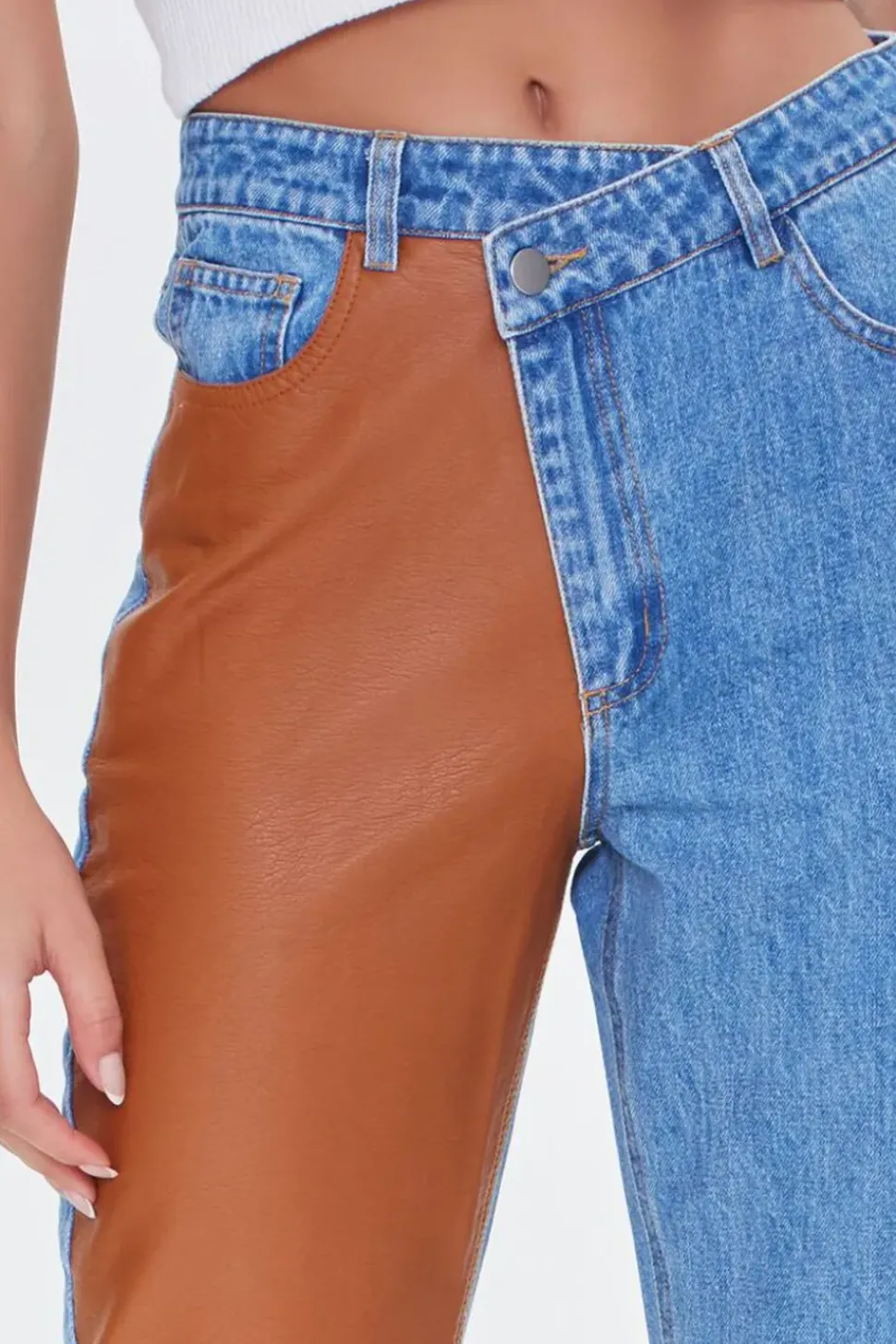 Reworked Faux Leather Jeans