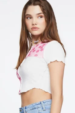 Reworked Floral Print Cropped Tee