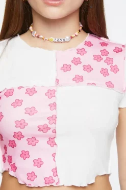 Reworked Floral Print Cropped Tee