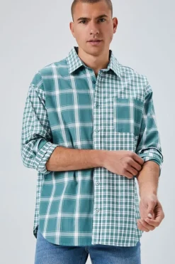 Reworked Plaid Button-Front Shirt