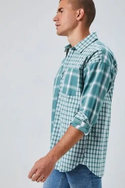 Reworked Plaid Button-Front Shirt
