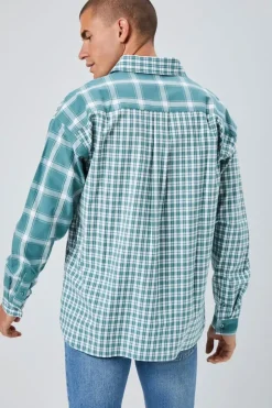 Reworked Plaid Button-Front Shirt