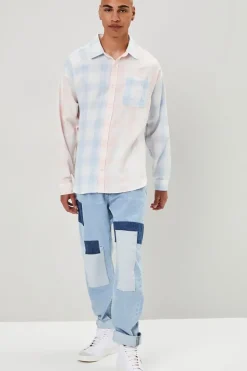 Reworked Plaid Button-Front Shirt
