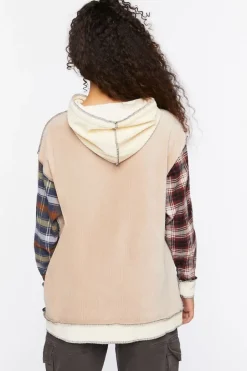 Reworked Plaid Colorblock Hoodie