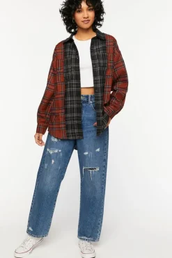 Reworked Plaid High-Low Shirt