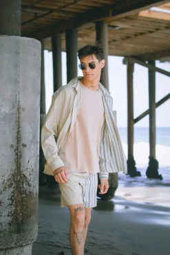 Reworked Striped Button-Front Shirt