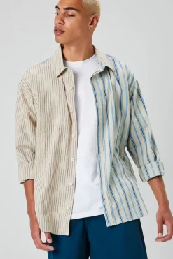 Reworked Striped Button-Front Shirt