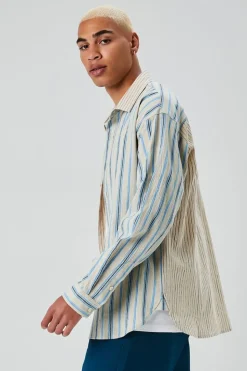 Reworked Striped Button-Front Shirt