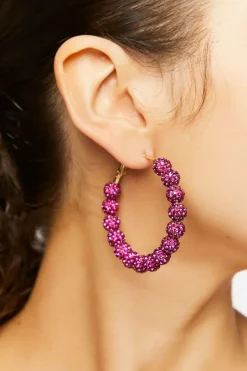 Rhinestone Beaded Hoop Earrings