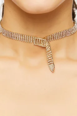 Rhinestone Buckle Choker Necklace