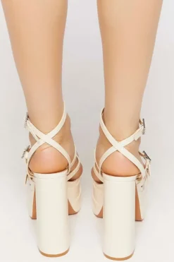 Rhinestone-Buckled Platform Heels
