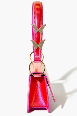 Rhinestone Butterfly Baguette Bag