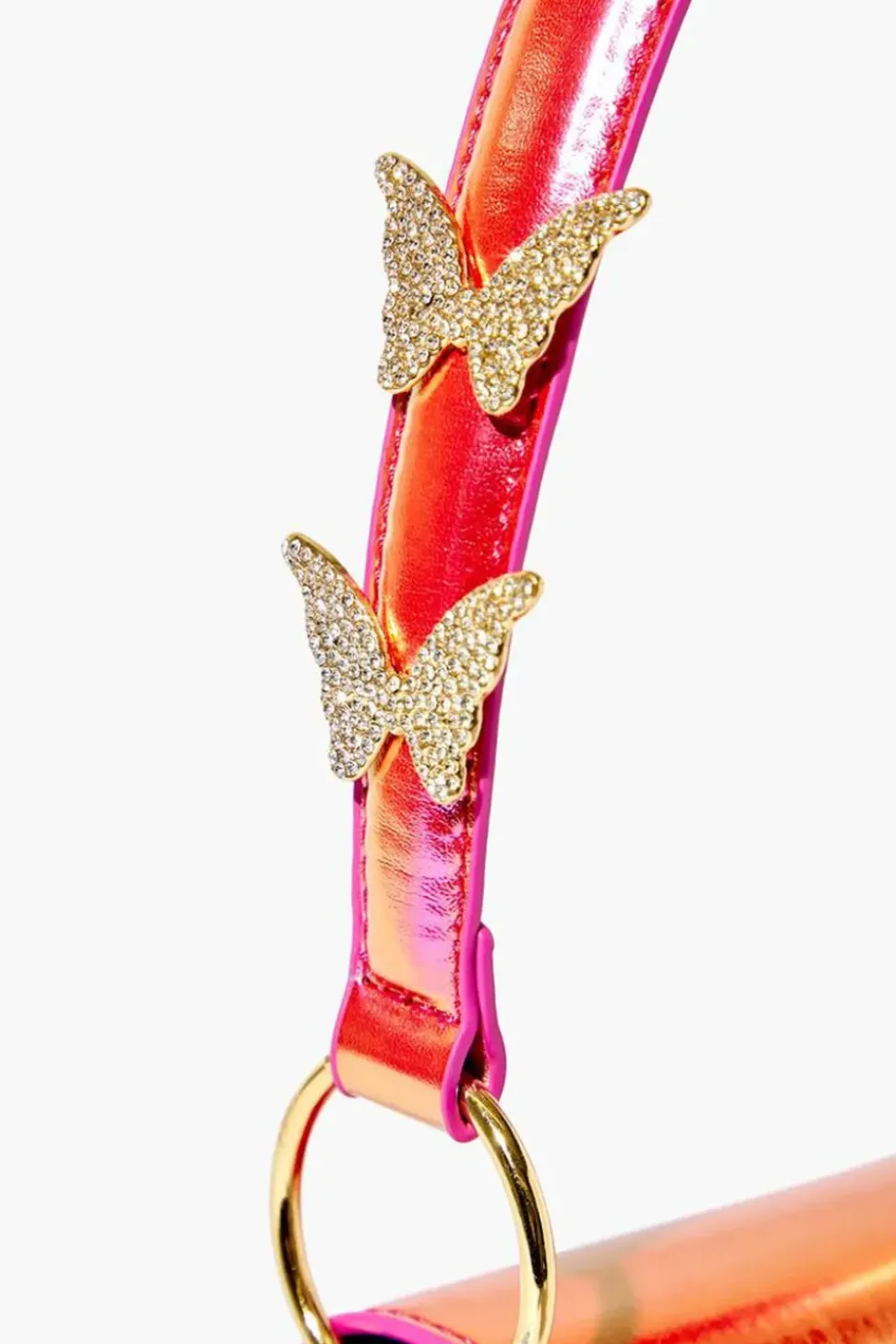Rhinestone Butterfly Baguette Bag