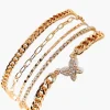 Rhinestone Butterfly Bracelet Set