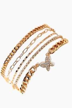 Rhinestone Butterfly Bracelet Set