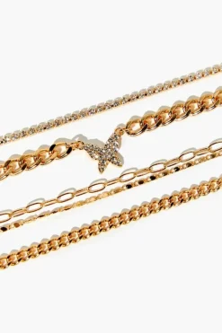 Rhinestone Butterfly Bracelet Set