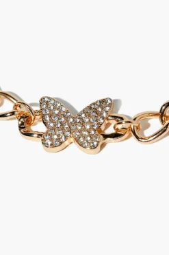 Rhinestone Butterfly Chain Bracelet