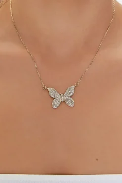 Rhinestone Butterfly Chain Necklace