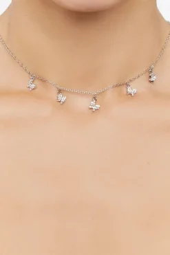 Rhinestone Butterfly Charm Necklace