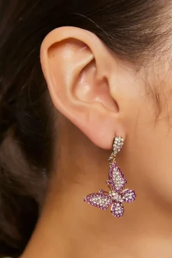 Rhinestone Butterfly Drop Earrings