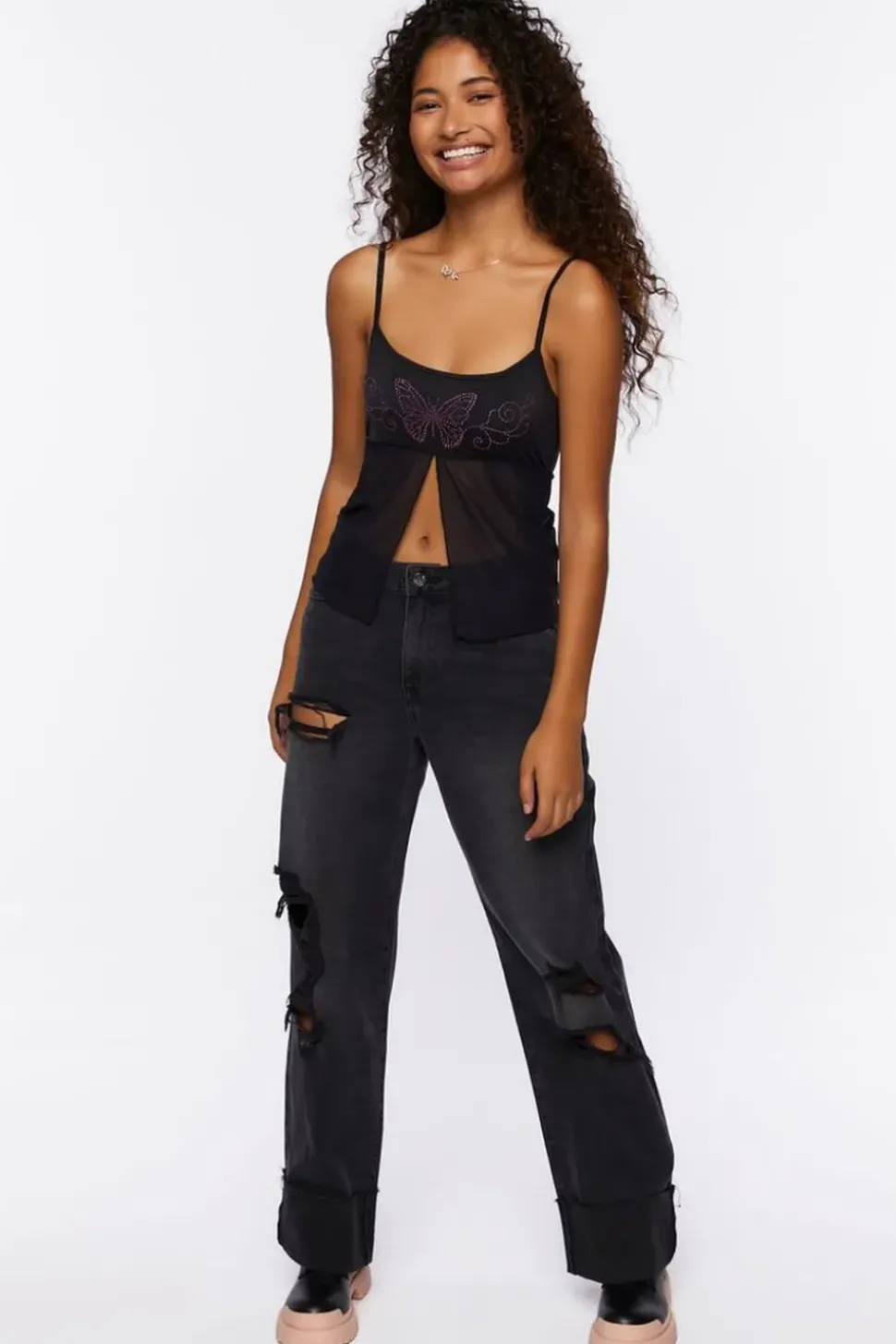 Rhinestone Butterfly Graphic Cami