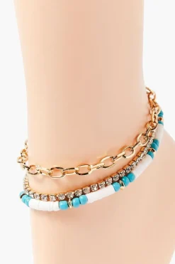 Rhinestone Chain Anklet Set