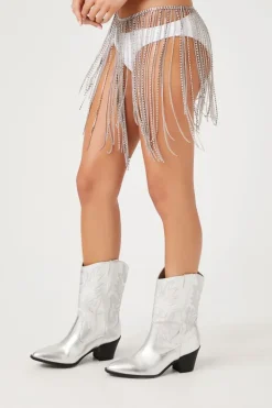Rhinestone & Chain-Fringe Belly Chain