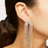 Rhinestone Chain Loop Statement Earrings