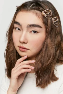 Rhinestone Chain Snap Hair Clip Set