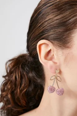 Rhinestone Cherry Drop Earrings