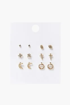 Rhinestone Crescent Moon Charm Set