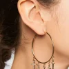 Rhinestone Cross Hoop Earrings
