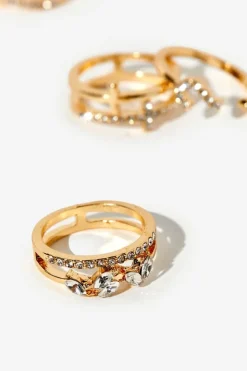 Rhinestone Cross Ring Set