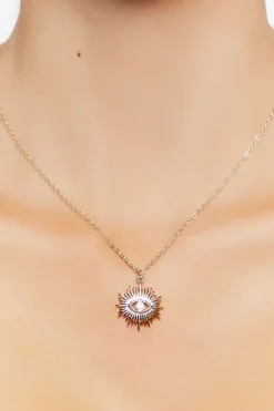 Rhinestone Eye Charm Necklace