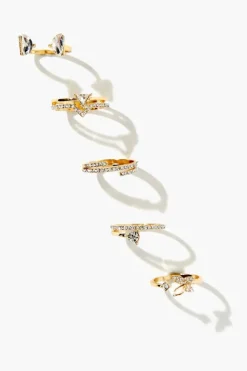 Rhinestone & Faux Gem Ring Set