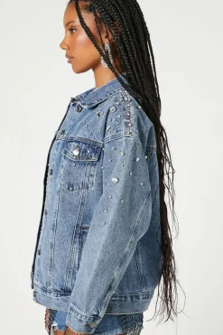 Rhinestone & Faux Gem Trucker Jacket