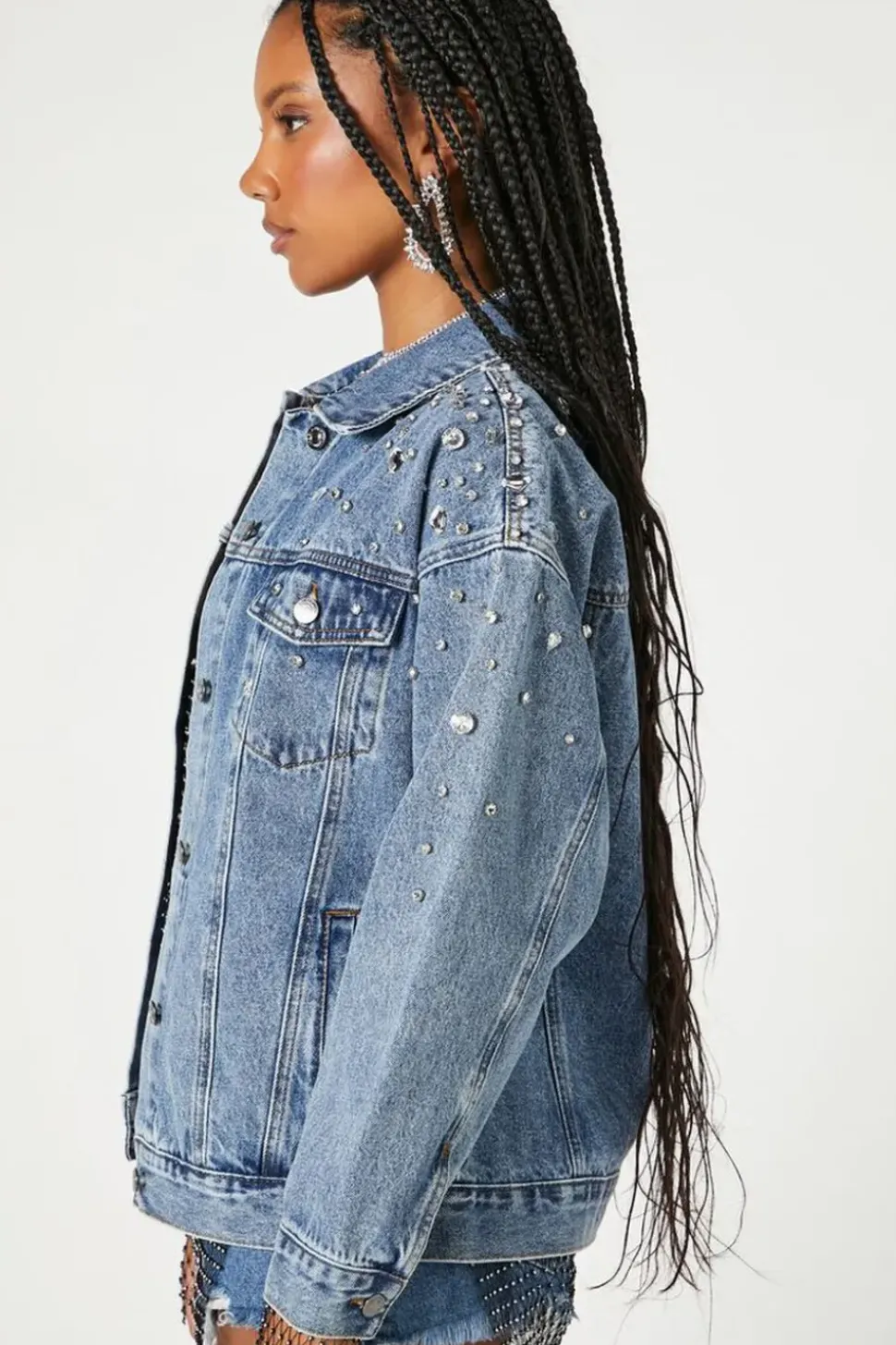 Rhinestone & Faux Gem Trucker Jacket