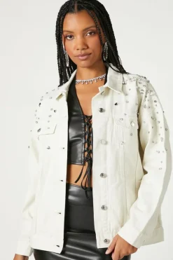 Rhinestone & Faux Gem Trucker Jacket