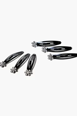 Rhinestone Flower Snap Hair Clip Set