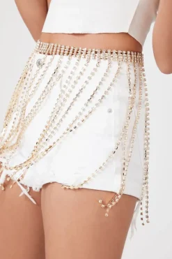 Rhinestone Fringe Chain Belt