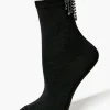 Rhinestone Fringe Crew Socks