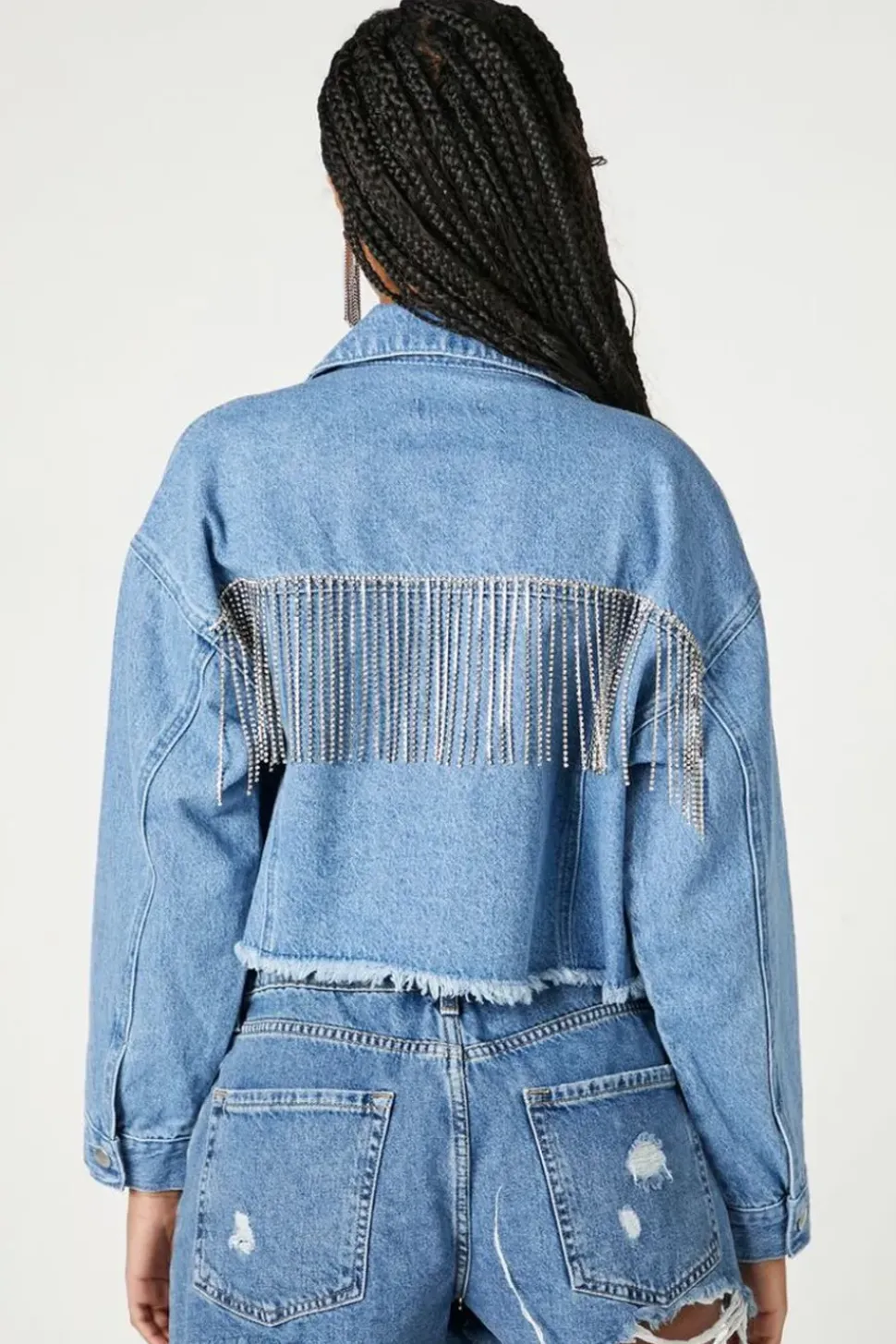Rhinestone Fringe Denim Jacket
