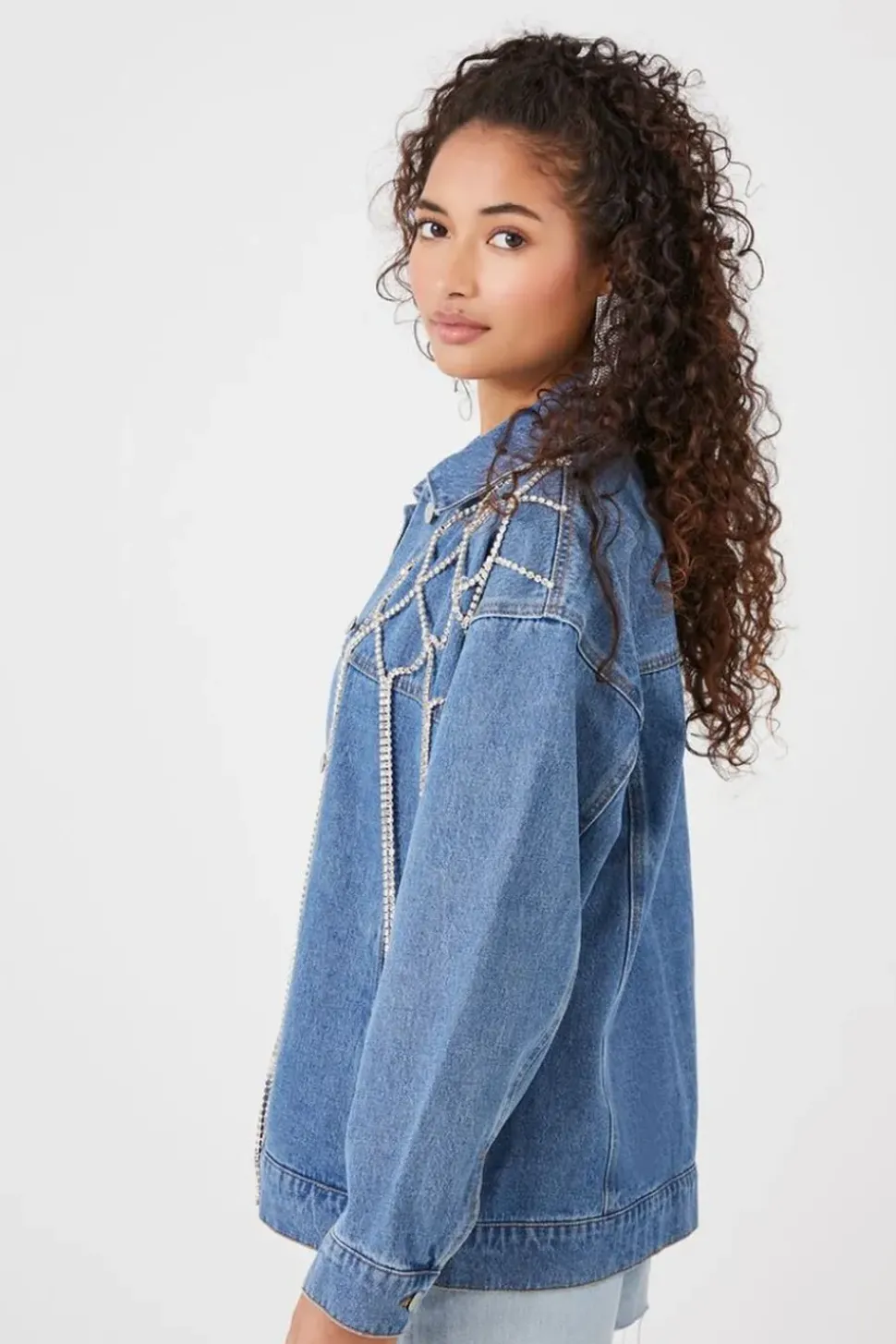 Rhinestone Fringe Denim Jacket