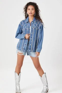 Rhinestone Fringe Denim Jacket