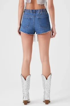 Rhinestone Fringe Denim Shorts