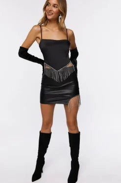 Rhinestone Fringe Mini Skirt