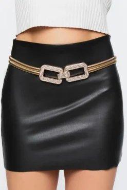 Rhinestone Geometric Snake Chain Belt