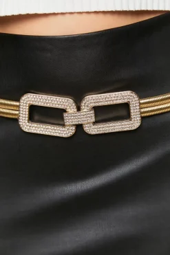Rhinestone Geometric Snake Chain Belt